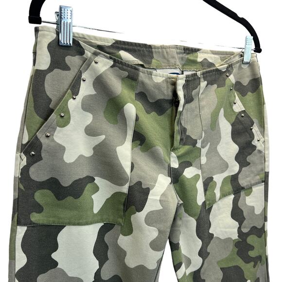 Old Navy Camo Jeans Green Womens Size 6 Green Flare Leg Low Rise Studded Denim - Picture 5 of 10